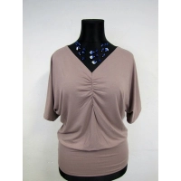 Bluzka Marika - maxi kimono z dekoltem i marszczeniem